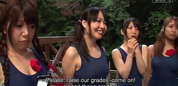 trendsJapanese schoolgirls in swimsuits CFNM handjob harem